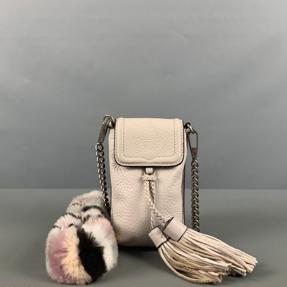 REBECCA MINKOFF Grey Rabbit Fur Leather Cross Body Handbag - Picture 1 of 10